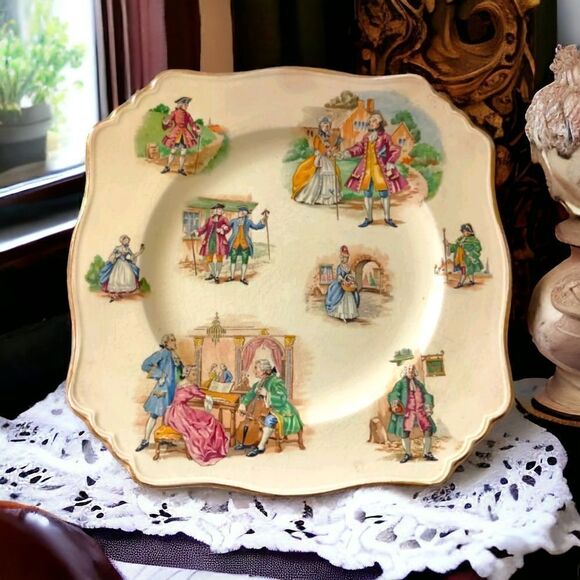 Royal Winton Grimades Lunch Plate Colonial Courting Couples Gainsborough England - Picture 15 of 16